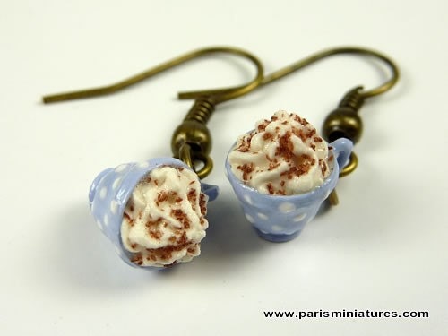 Cappuccino Cup Earrings - Sky Blue A