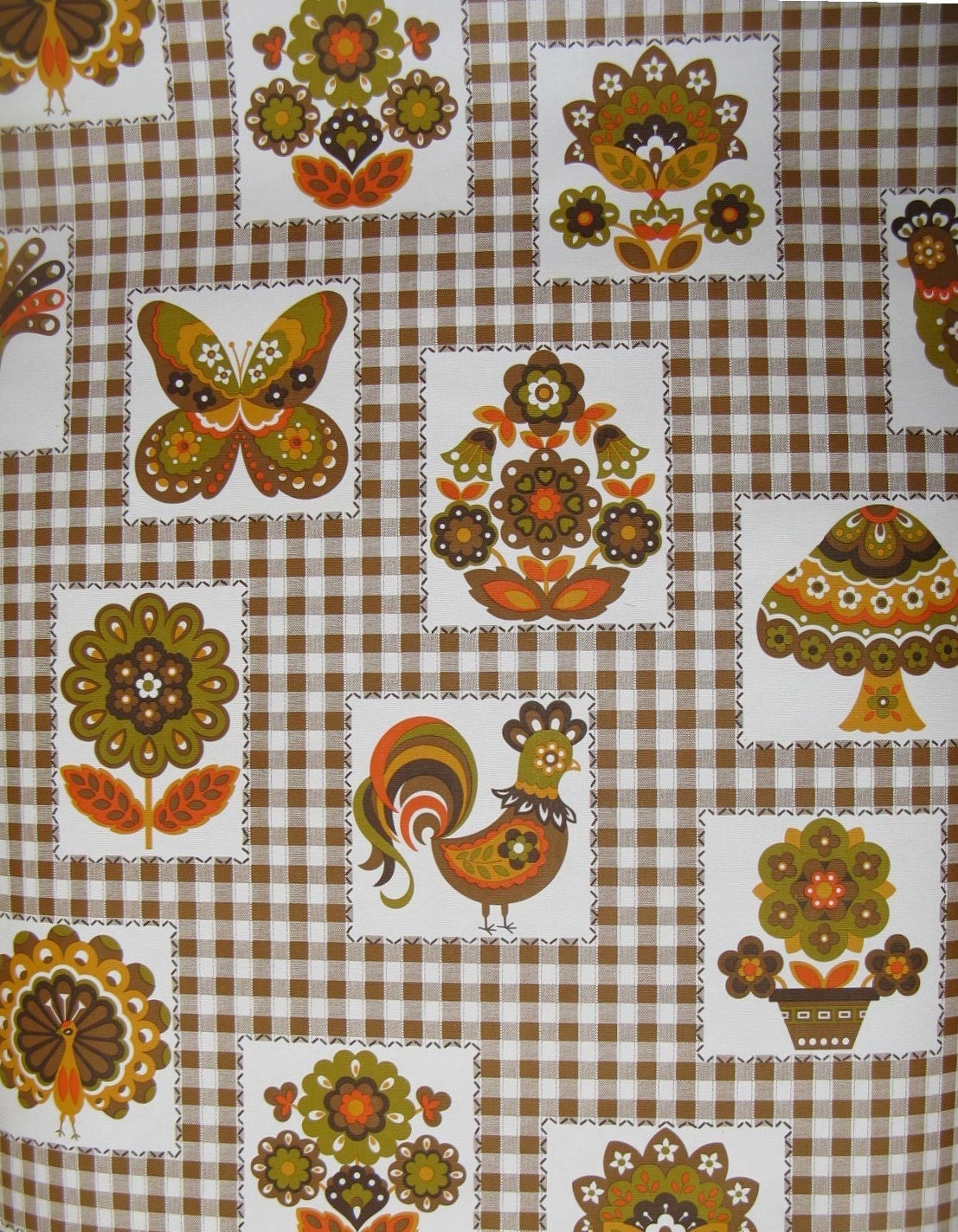 vintage wallpaper - brown gingham 
