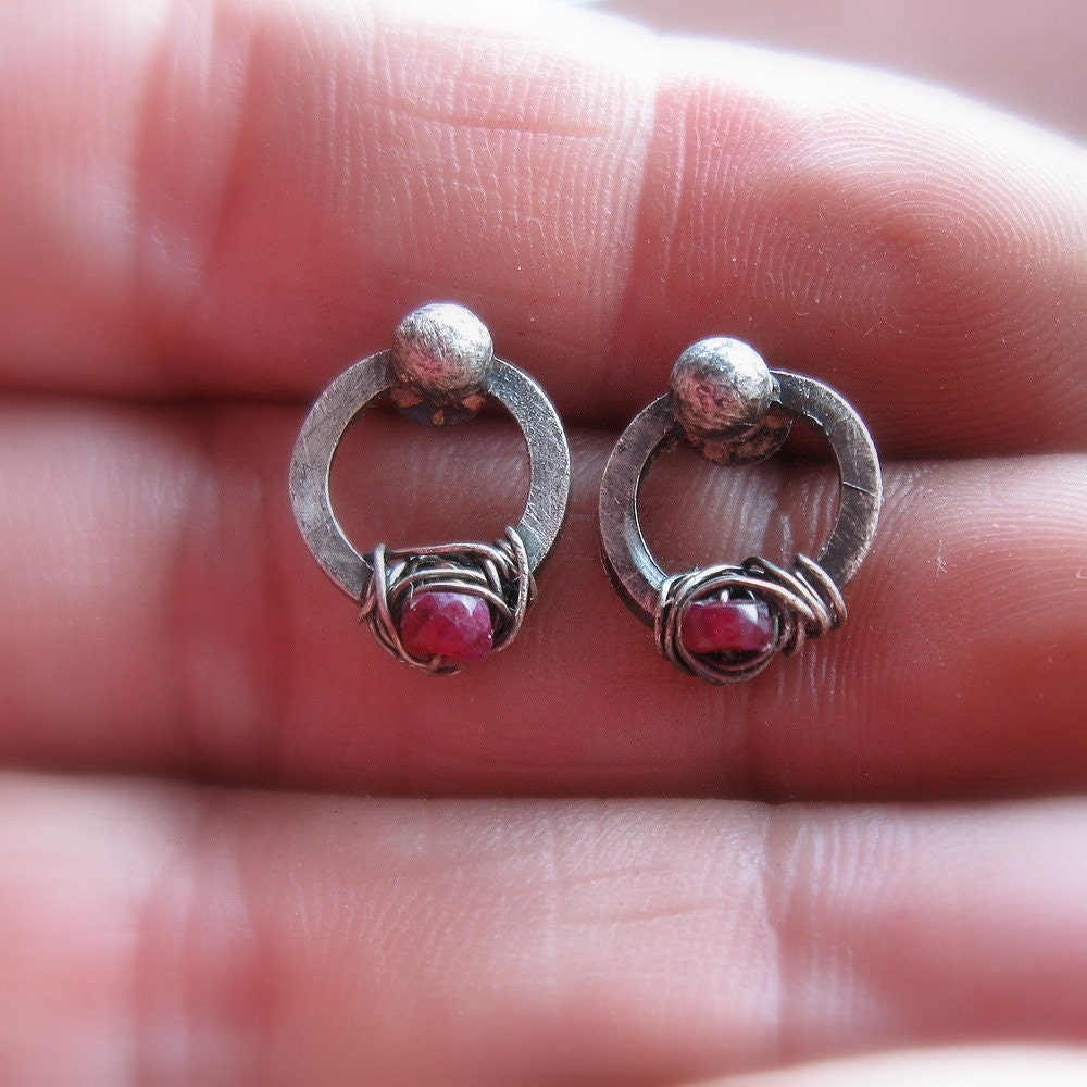 Ruby sterling earrings for July 