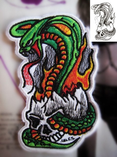 Stunning Tattoo Cobra Embroidered Patch By Jojocustomizes On Etsy