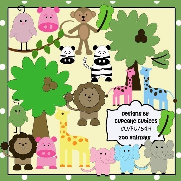 NEW Zoo Animals Clip art Collection Jungle Boys and Girls Designs