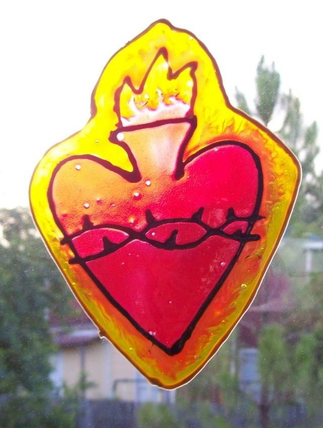 sacred heart tattoos. Red Flame Sacred Heart Tattoo