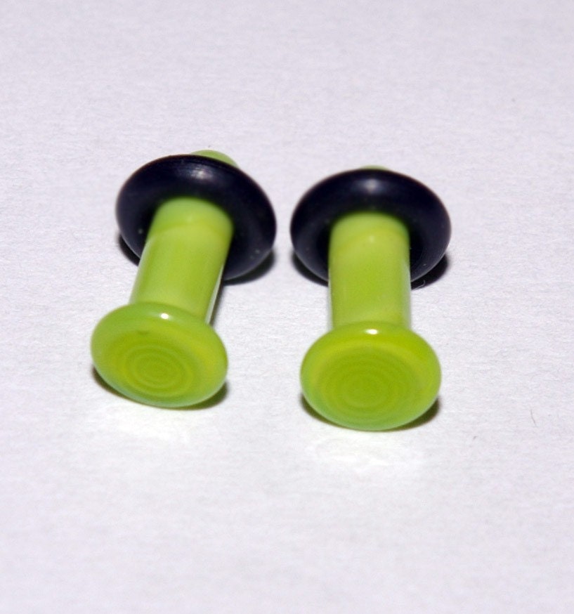 8g BRIGHT GREEN Glass ear plugs body 