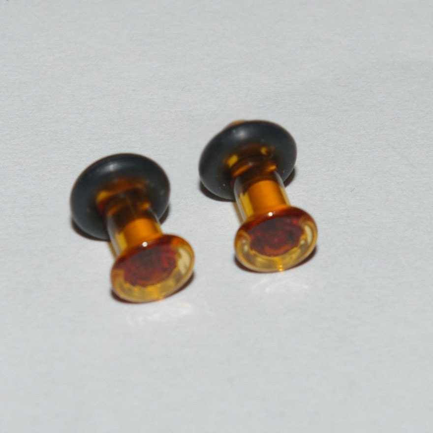8g Amber Glass ear plugs body 