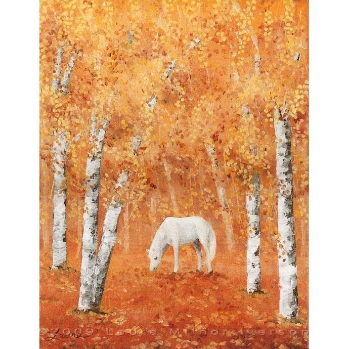 New Art Print White Horse Running in Snow Classified Ad - Auburn Art and 