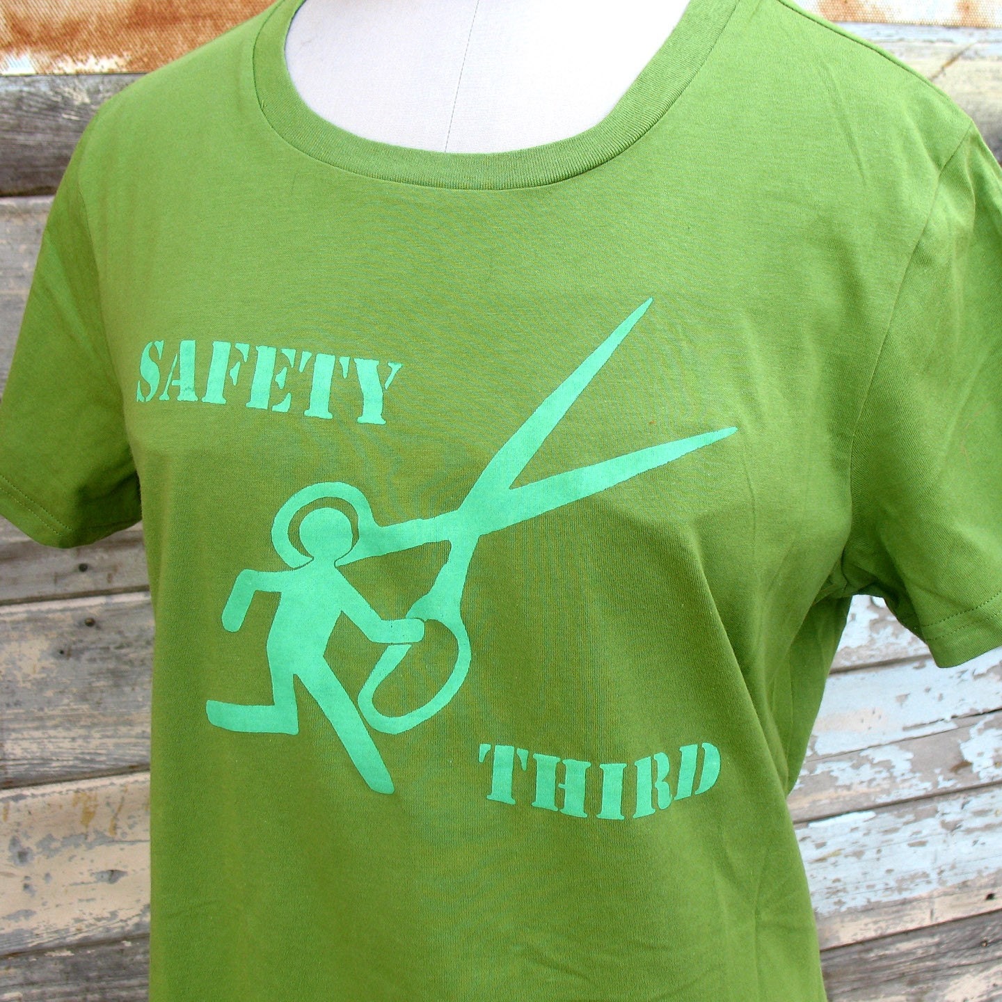 Custom for MinnieQ13 -Medium Running with Scissors SAFETY THIRD tshirt womens safety 3rd  pumpkin tshirt handmade screenprint