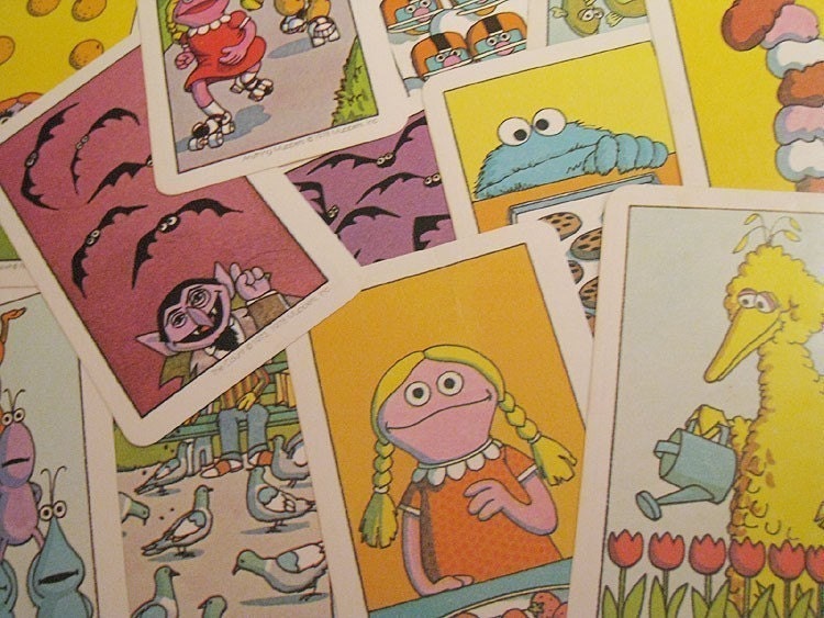 Vintage Sesame Street Game Flash Cards - Set of 5 - Oversized Cards - Numbers, Counting