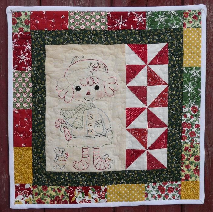 Candy Cane RAGGEDY Ann and Mouse mice E PATTERN - Quilt Pdf Wallhanging stitchery embroidery christmas primitive doll