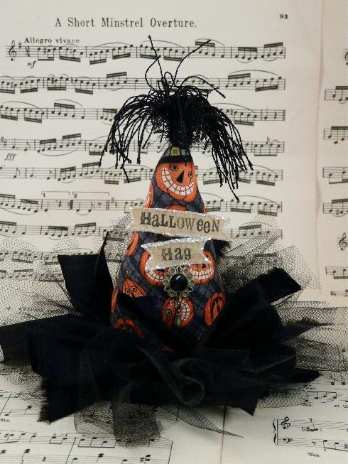 Halloween HAG Fascinator Party Hat -  Witch pumpkin fabric banner Steam punk tea party mini head piece