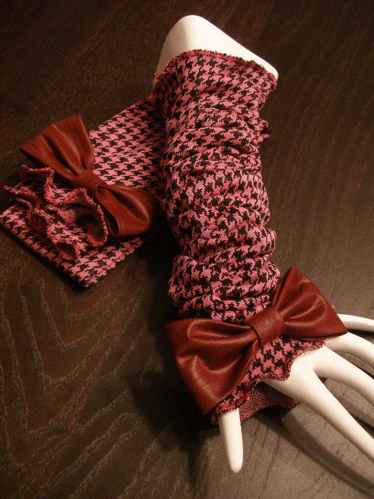 Fun and Cute Pink and Black Fashionable Scrunchie Arm Sleeves Wear Up or Down on Your Arm