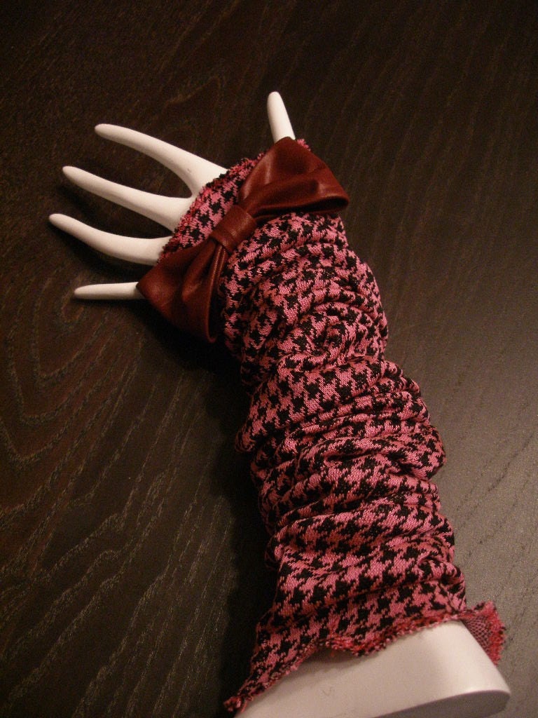 Fun and Cute Pink and Black Fashionable Scrunchie Arm Sleeves Wear Up or Down on Your Arm