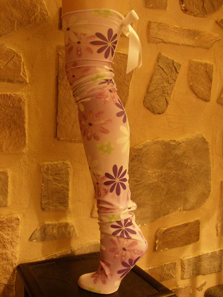Cute Little Daisies Scrunchie Stocking Socks with Cute Removable Bow on Back ( Last Pair with This Print )