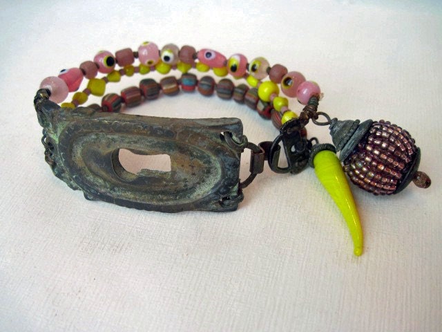 The Aperture. Colorful Rustic Gypsy Victorian Tribal Bracelet.
