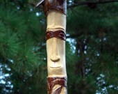 Tall Oak Staff with Mother Nature in Disguise Carving.
