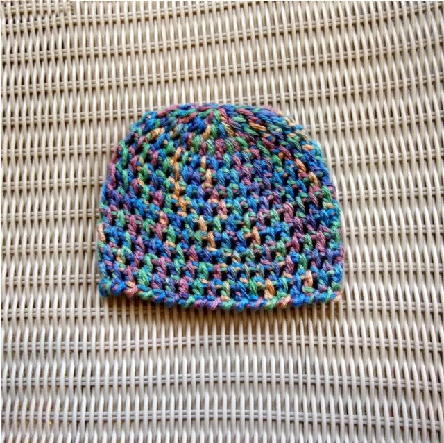 Newborn Beanie Crocheted , Variegated, Photo Prop, Shower Gift