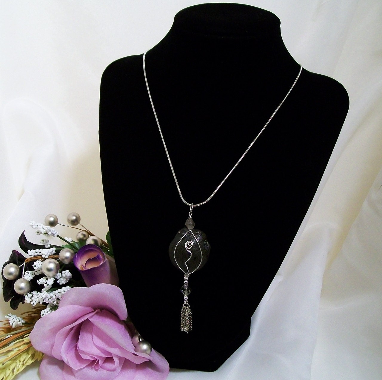 Custom Reserved for M M Shaman, Chakra, Kansas Boji Power Stone Silver Necklace & Keychain Jewelry Set