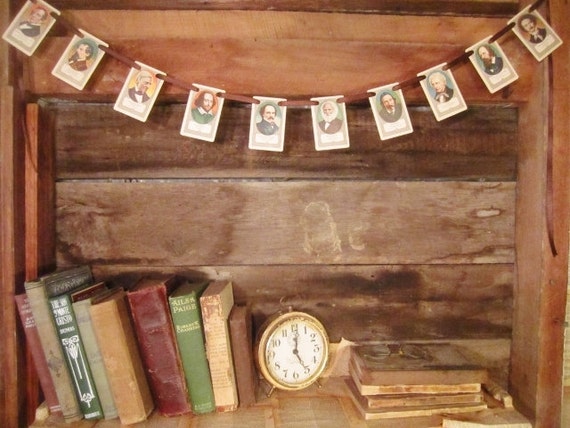 Vintage AUTHORS Banner - Shakespeare, Poe, Emerson, Dickens & More - Literature and Authors Repurposed Game