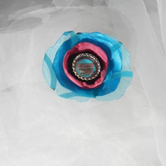 Black Blue Pink Fabric Flower Clip