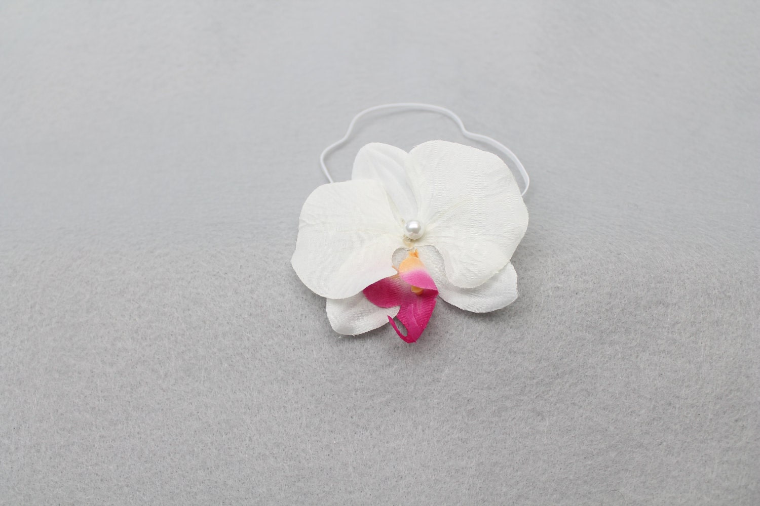SALE...Orchid Flower Skinny Headband Newborn Photo Prop newborn-adult Free Shipping with another item in USA