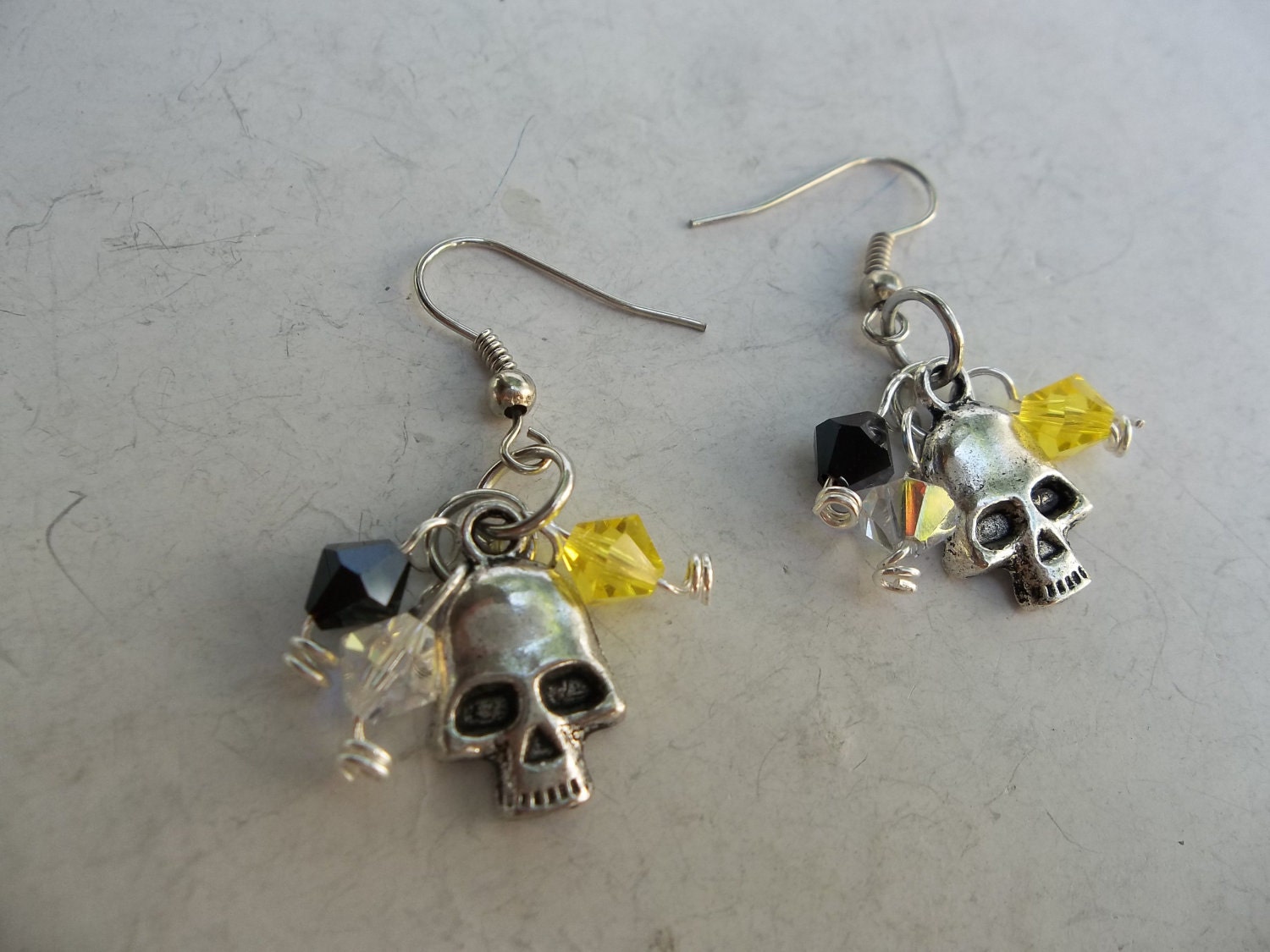 Zsadist BDB Skull & Crystal Earrings Inspired by Black Dagger Brotherhood