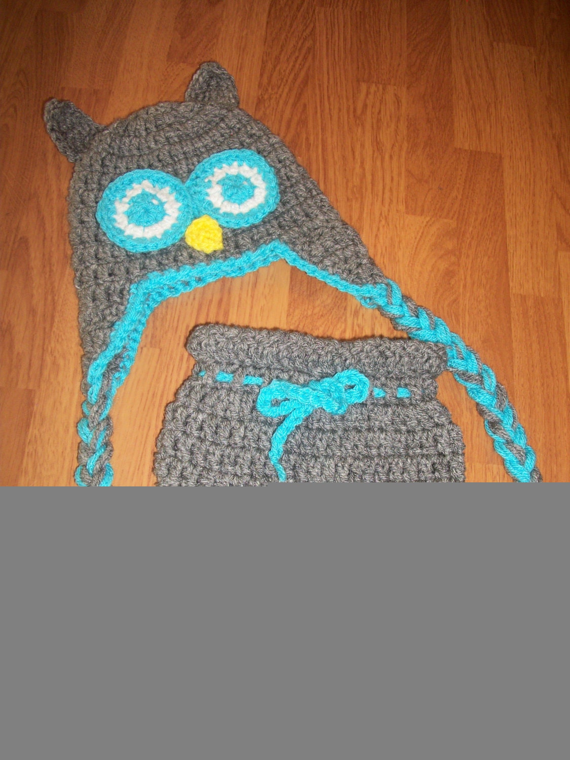 Newborn Owl Hat and Diaper Cover Set - Photo Prop