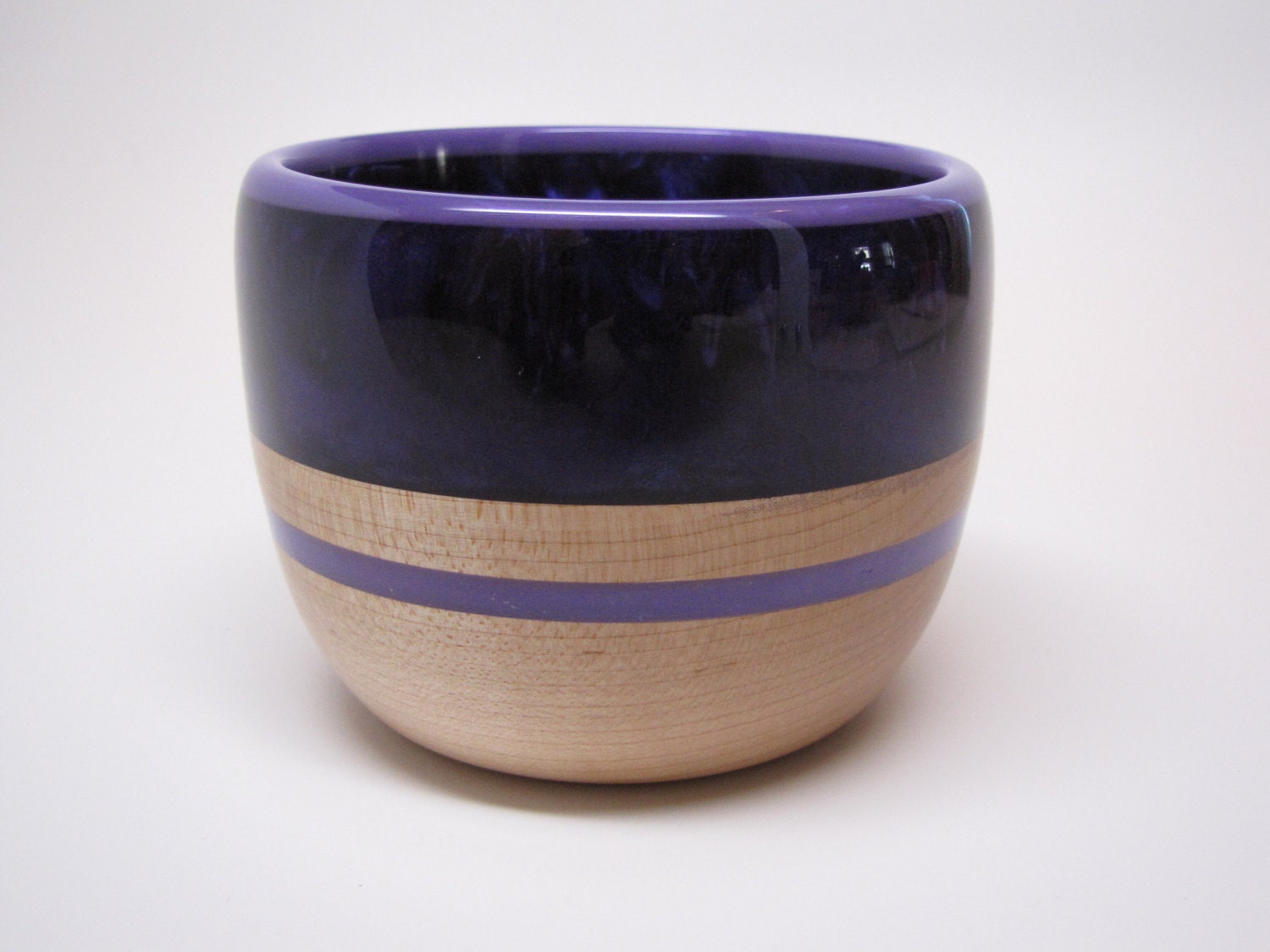 Hard Wood Maple Bowl with a Dark Purple Pearl Top &Purple Inlay