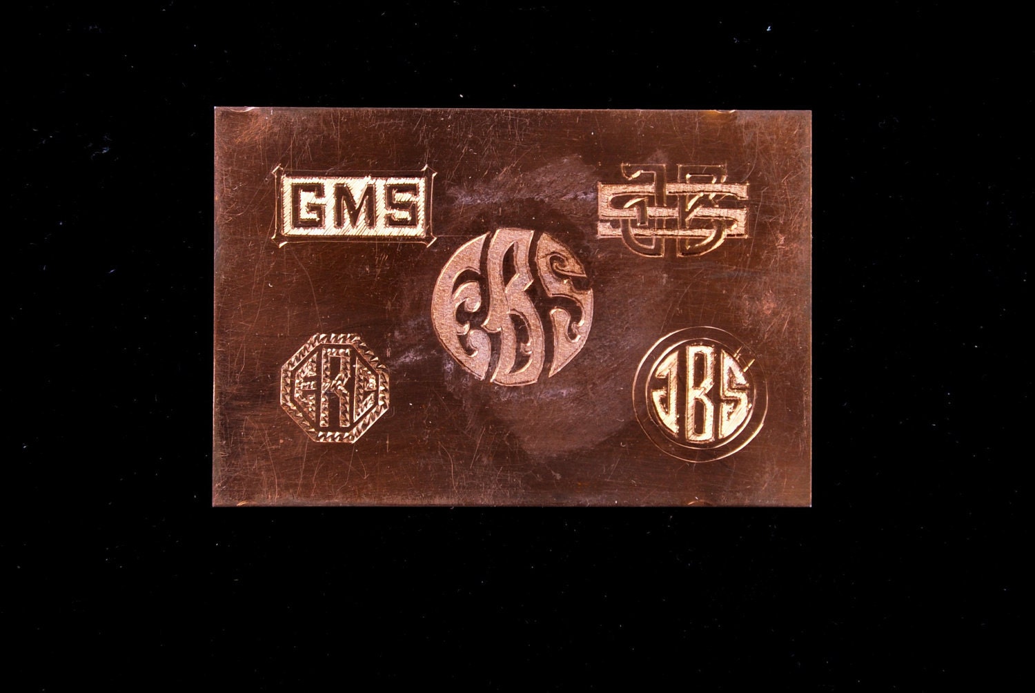 Engraved monograms on copper .