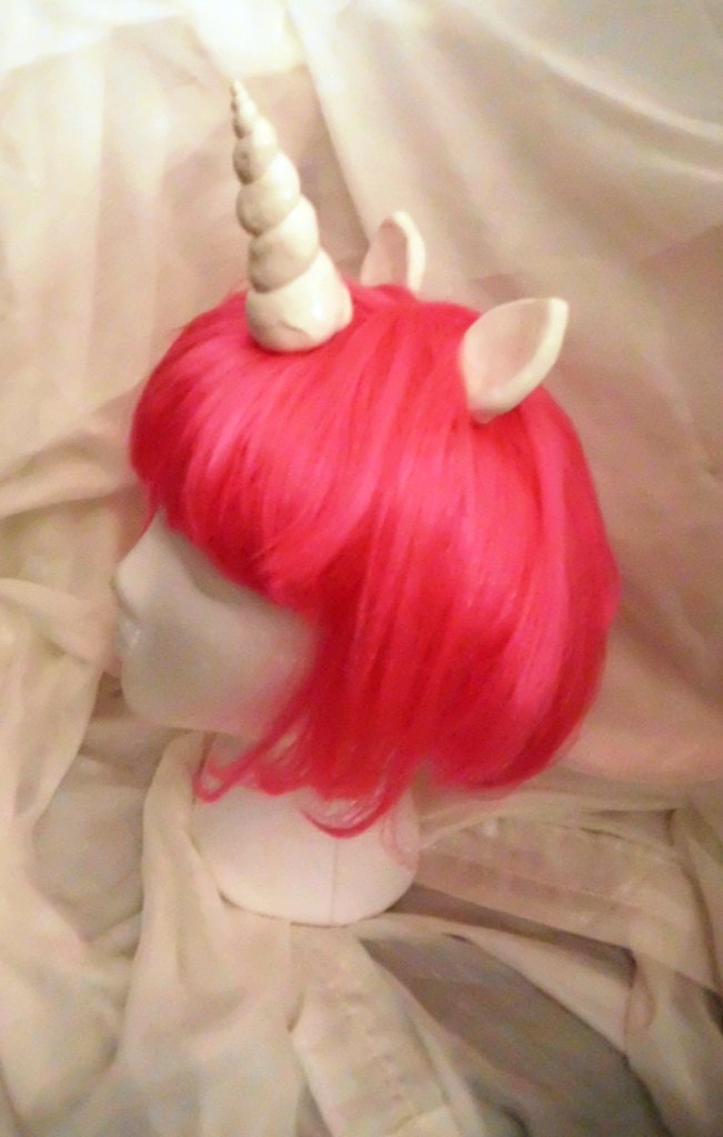Unicorn Wig Pink Unicorn Horn Costume Wig Short Bob My Little Pony Cosplay  Pinkie Pie Sweetie belle mlp
