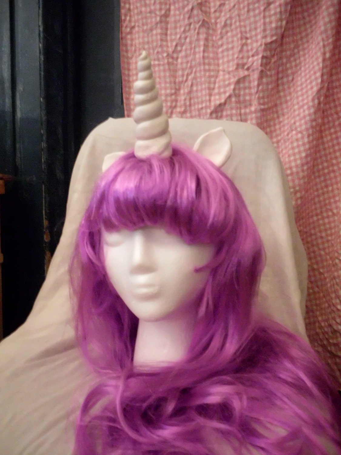 Unicorn Wig Purple Unicorn Horn Costume Wig Long Wavy  My Little Pony Cosplay  Rarity Twilight Sparkle Princess Luna mlp