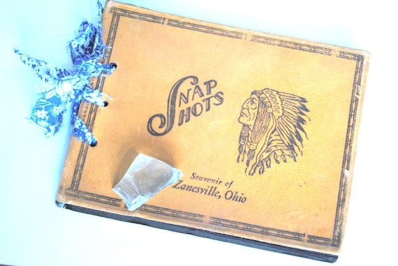 snapshots souvenir from zanesville ohio vintage photo album genuine leather