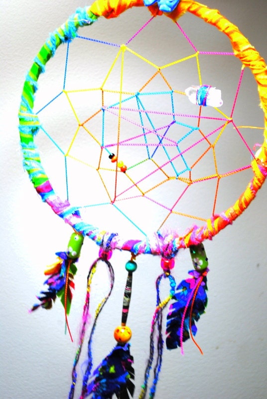 the ultimate gypsy abstract dream catcher rainbow deluxe complete with healing crystal