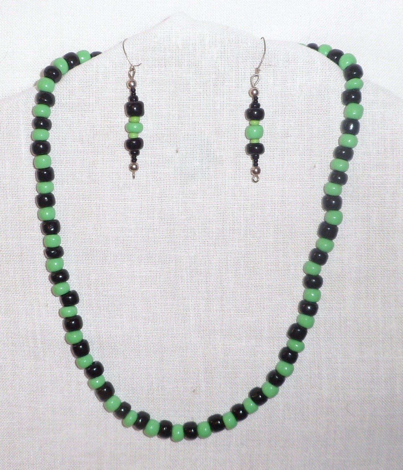 Czech beaded Earth-colored necklace & ear-ring set