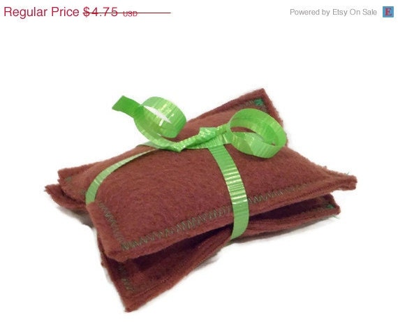 CIJ SALE 25% OFF Fleece Hand Warmers - Brown and Green - Rice Filled - Pocket Sized - Set of Two