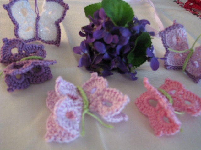Butterflies lavander, lilac and  pink - ornament for clothing or home decor