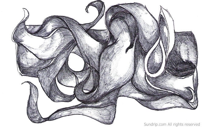 Original Black and White Abstract Ink Drawing No2
