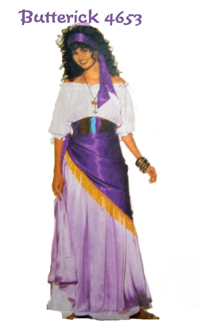 Sale 30% Off Sewing Pattern Butterick 4653 Gypsy Costume Girls' and Misses'  Top Skirt Scarf  Complete