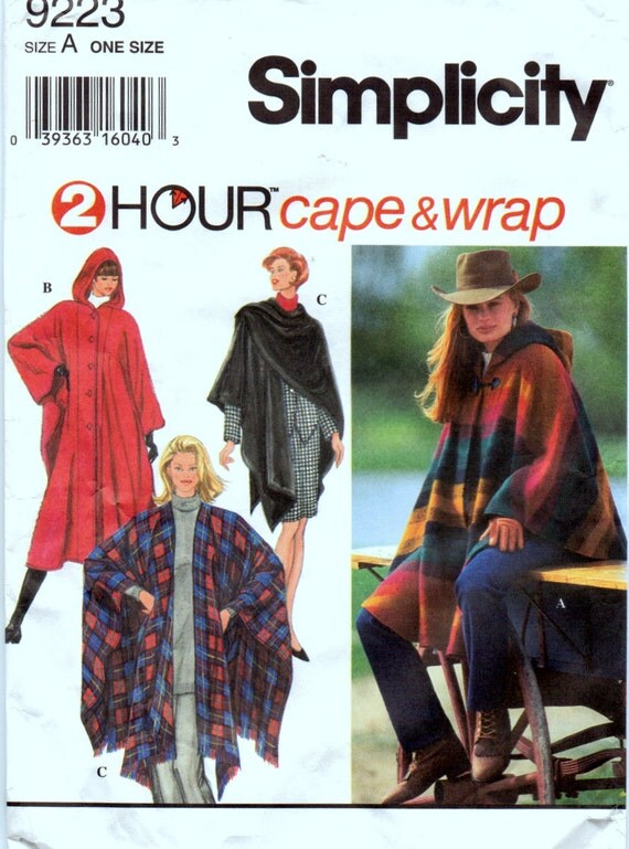 Sewing Pattern Simplicity 9223 Misses' Cape and Wrap  Complete
