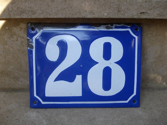 Vintage french large blue enamel house number