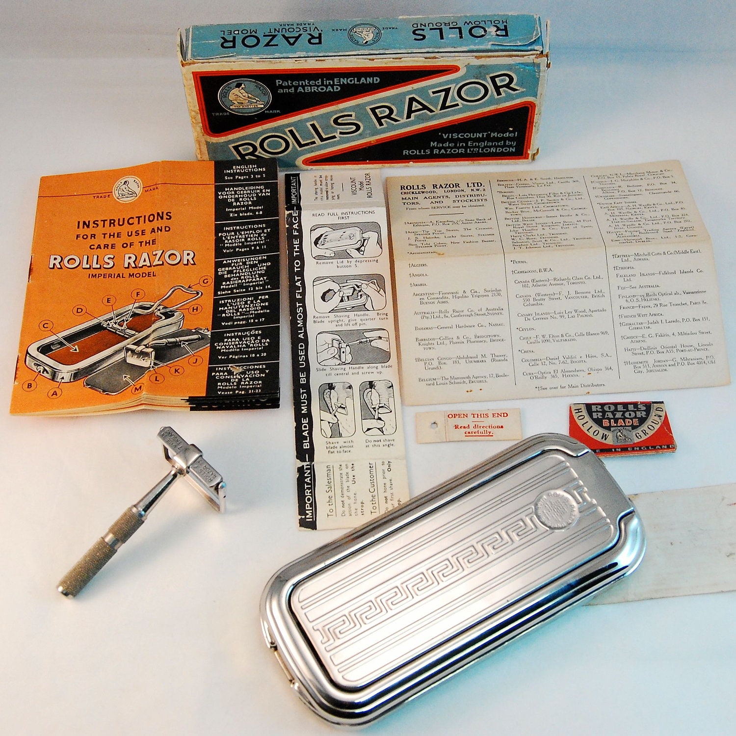 Antique English Rolls Razor Safety Blade Sharpener For Sale at