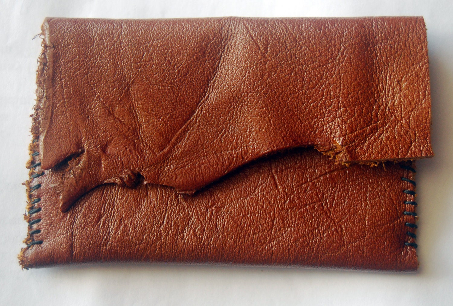Hand-stitched Leather Credit / Business Card Pouch - Rustic Chestnut
