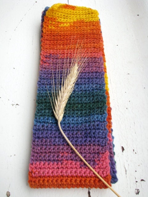 Rainbow crochet scarf