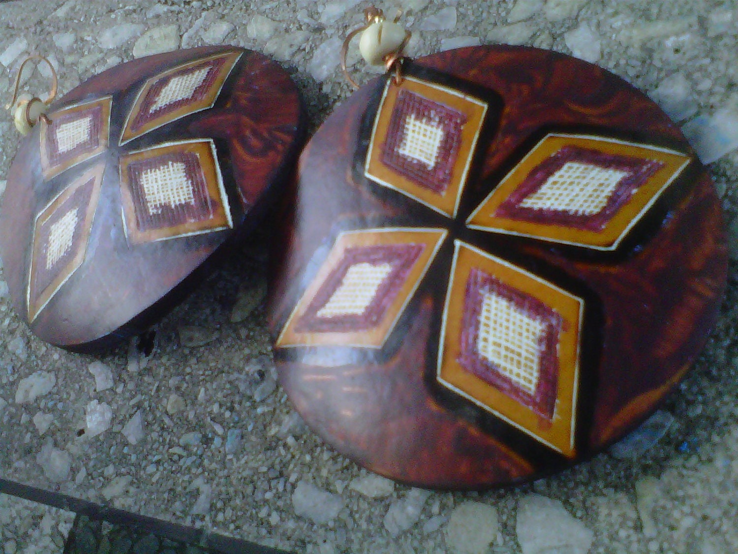 Handpainted Coconut Shell Earrings