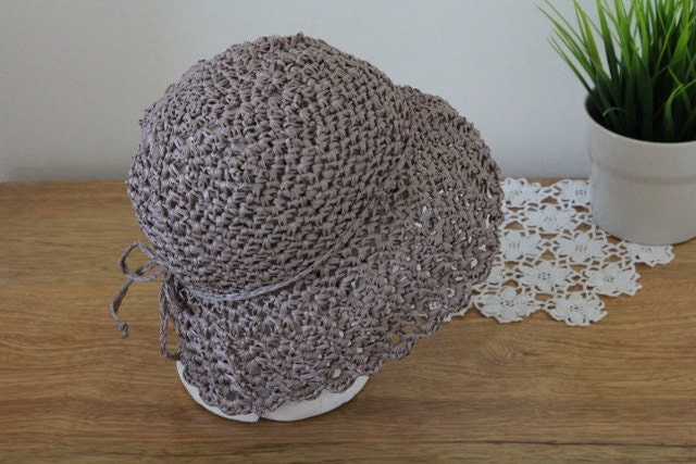 Eco friendly crochet Cloche summer hat - raffia yarn - fiber plant