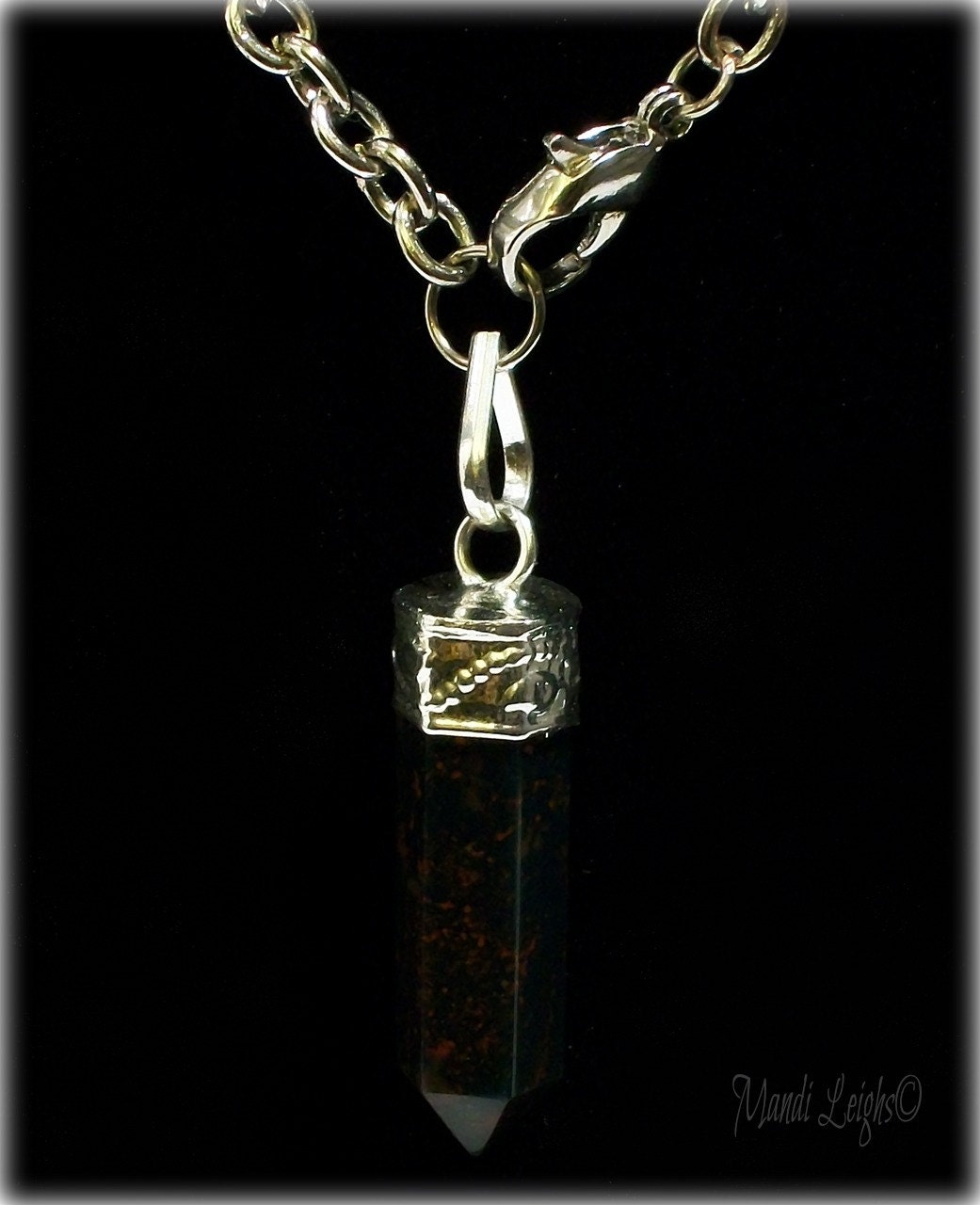 Bloodstone Heliotrope Pendulum Necklace
