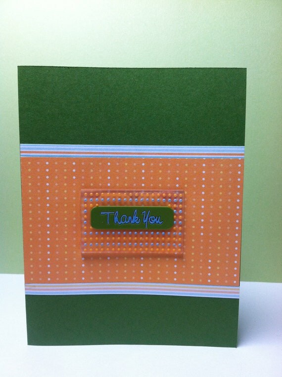 Green and Orange Thank You Card