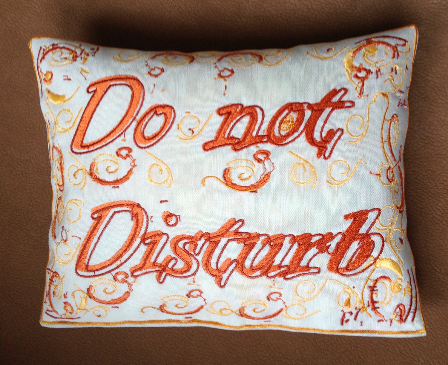 Do not Disturb, Artistic Embroidery Throw Cushion
