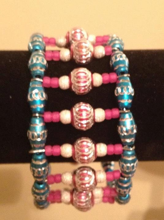 Beaded and wirewrapped bracelet