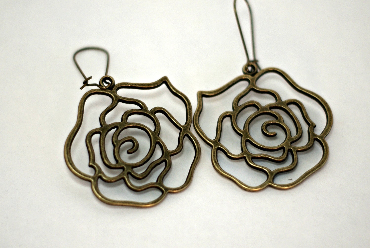 Bronze Hollow Rose Dangle Earrings