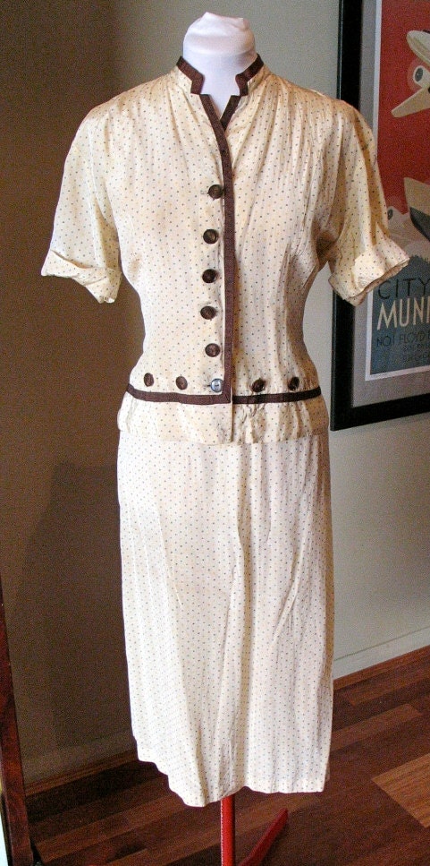 Vintage 1930s 'Fruit of the Loom' Rayon Dress Suit Set - L