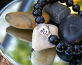 Buddha Bracelet, Black Onyx Stretch Bracelet, Free Shipping